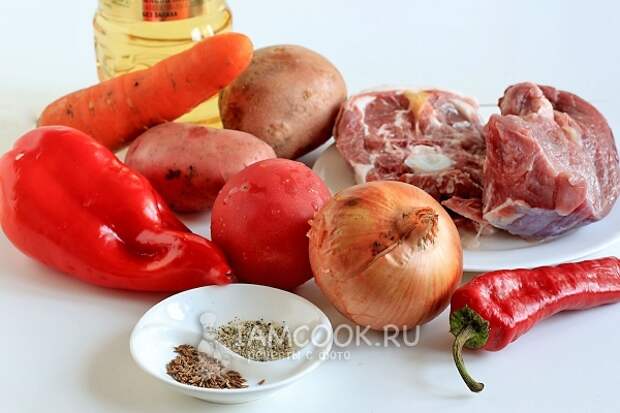 Ингредиенты для жареной шурпы по-узбекски