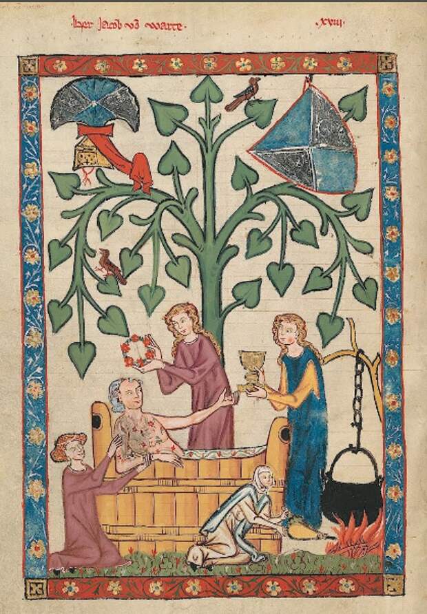 Рыцарь, принимающий ванну. Манесский кодекс, ок. 1300 г.