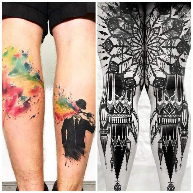Фотографии оригинальных татуировок на ногах