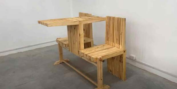 Мебель-трансформер для дачи. 4 варианта использования: скамейка, стулья «на троих», два кресла со столом и просто журнальный столик