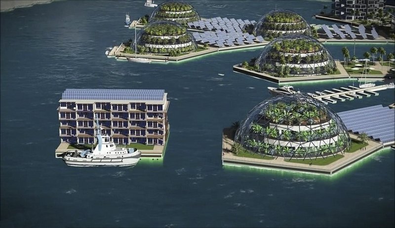 Институт Seasteading Institute, некоммерческая организация из Сан-Франциско, с 2008 года работает над проектом плавучего города в Тихом океане будущее, город, идея, мир, океан, проект, строительство