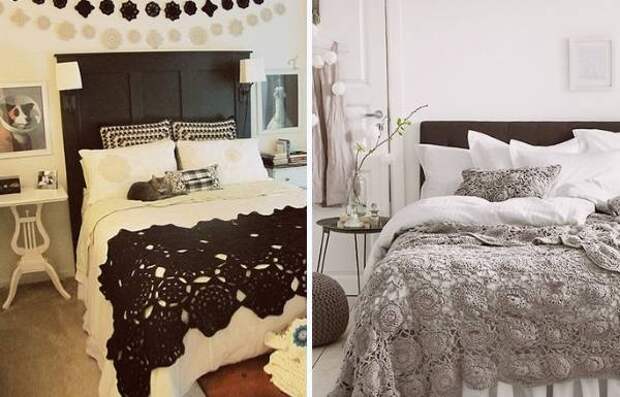 Как связать покрывало крючком - фото на кровати Вязанные крючком пледы и покрывала своими руками