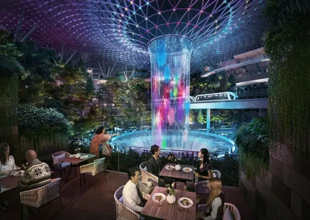 Четыре этажа займет "Forest Valley" ("Лесная долина"), главным украшением которой станет 40-метровый водопад "Rain Vortex"("Дождевой вихрь") Чанги, аэропорт, мир, путешествия, сингапур, терминал, туризм