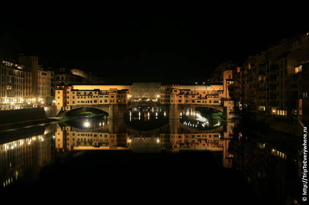 Флоренция мост Понте Веккьо ночью
