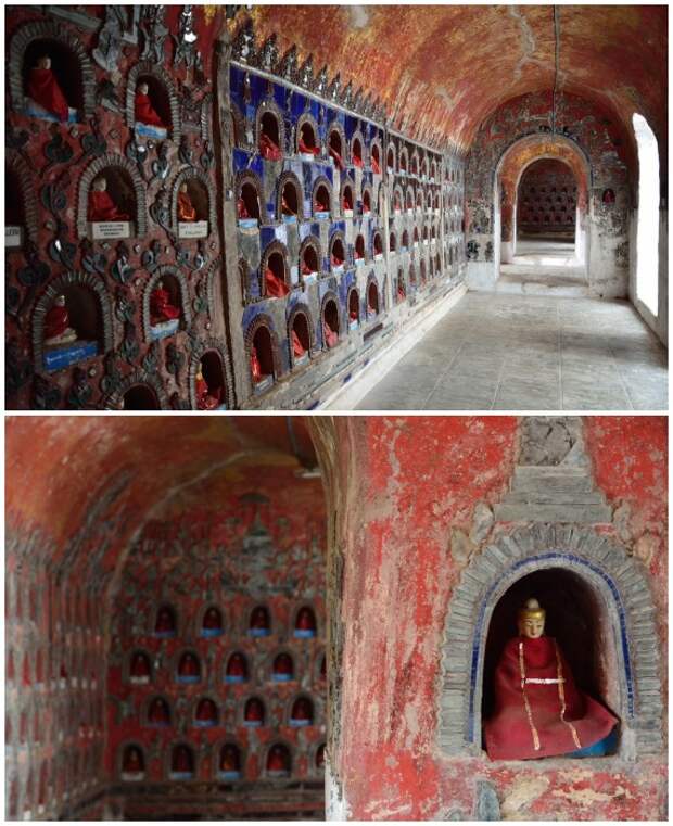 В пещере Пиндая находится более тысячи статуй Будды с именными табличками от дарителей (Мьянма).