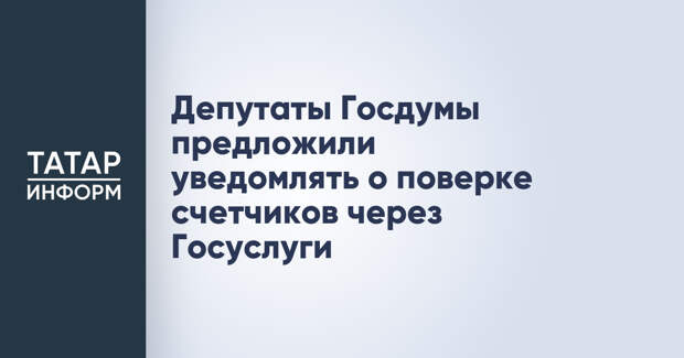 Депутаты Госдумы предложили уведомлять о поверке счетчиков через Госуслуги