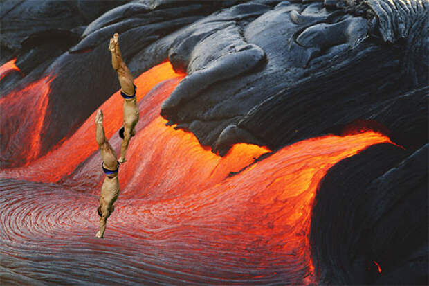 Olympics Athletes Dive In To The Volcano Lava