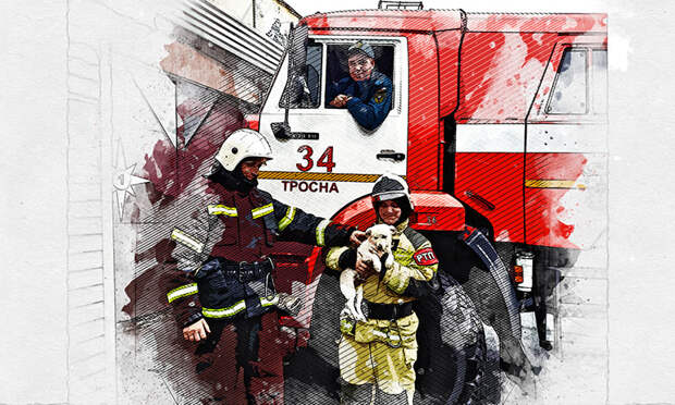 Орловские пожарные приютили бродячего щенка