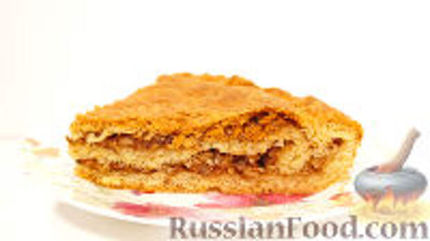 Фото к рецепту: Двухслойный пирог с грецкими орехами