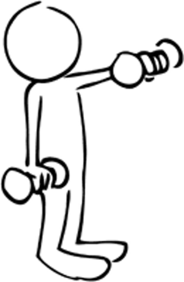a stick figure doing one arm raises