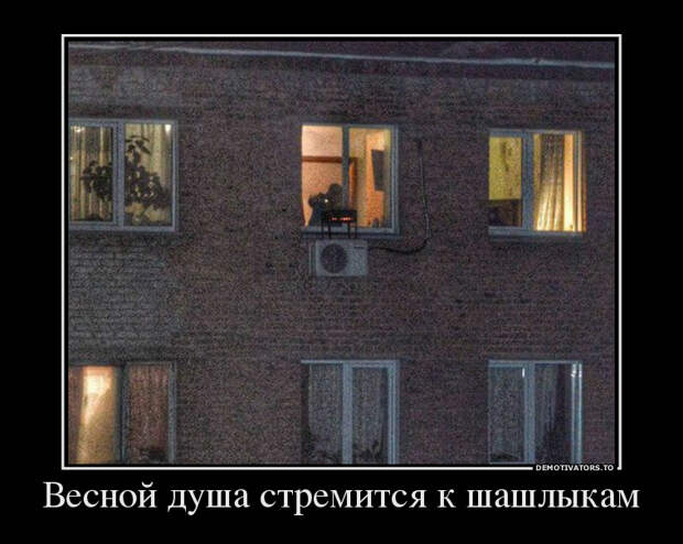 Весной душа стремится к шашлыкам демотиватор, юмор