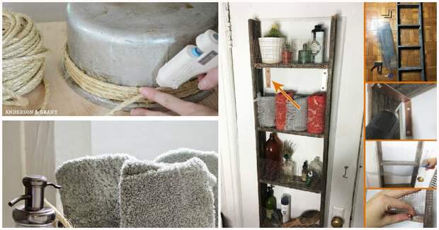 Не спешите выбрасывать старые вещи: 13 идей, как можно украсить ванную
