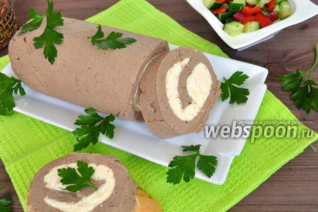 Фото Рулет из куриной печени с яично-сырной начинкой