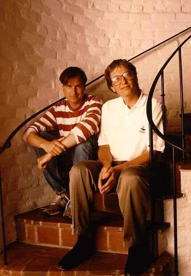 Стив Джобс и Билл Гейтс, 1980–е годы, США историческое фото, история, люди, фото