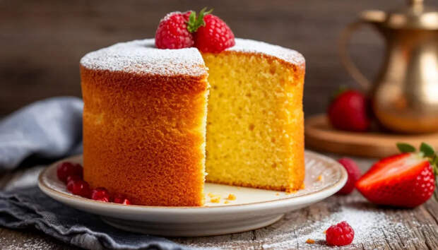 Замесите тесто ложкой за 10 минут: высокий манник на кефире без муки готов