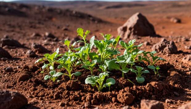 Учёные научились выращивать съедобные растения в марсианском реголите