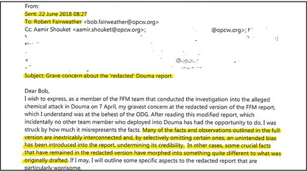 Выдержка из письма сотрудника МУФС ОЗХО главе кабинета ОЗХО Роберту Фэйрвезеру/wikileaks.org