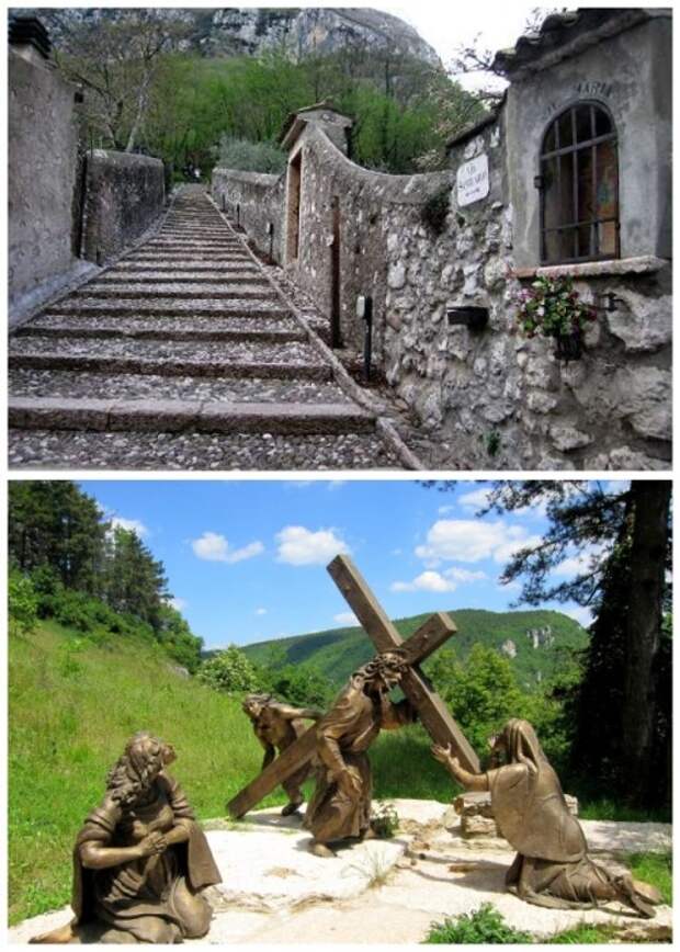 Часть дороги к святилищу символизирует путь Христа на Голгофу (Santuario Madonna della Corona). | Фото: yael-shoshany.livejournal.com.