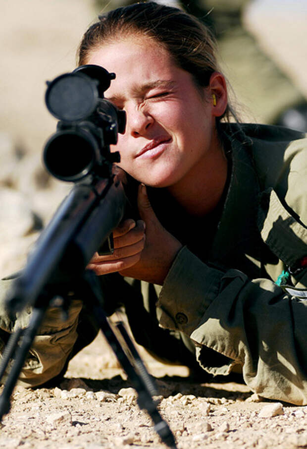 Female Soldier Aiming her Weapon
