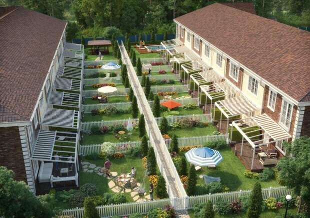 Так как по площади участки возле дома слишком уж маленькие, то каждый из их владельцев, как на ладони / Фото: woodland-town.ru Так как по площади участки возле дома слишком уж маленькие, то каждый из их владельцев, как на ладони / Фото: woodland-town.ru