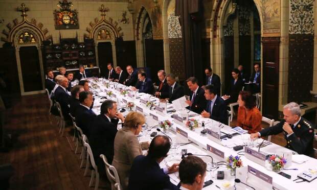 Nato leaders attending a dinner at Cardiff Castle last night.