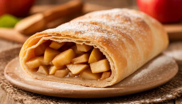 Дешево, быстро и очень вкусно: тот самый яблочный штрудель из лаваша с корицей и изюмом