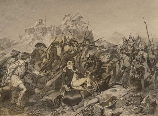 Ранение генерала Арнольда в битве при Саратоге, 1777 год. Художник: Alonzo Chappel