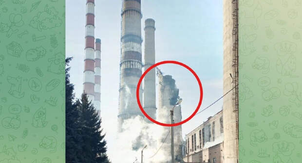 Труба Славянской ТЭС не выдержала удара русских войск: кадры обрушения