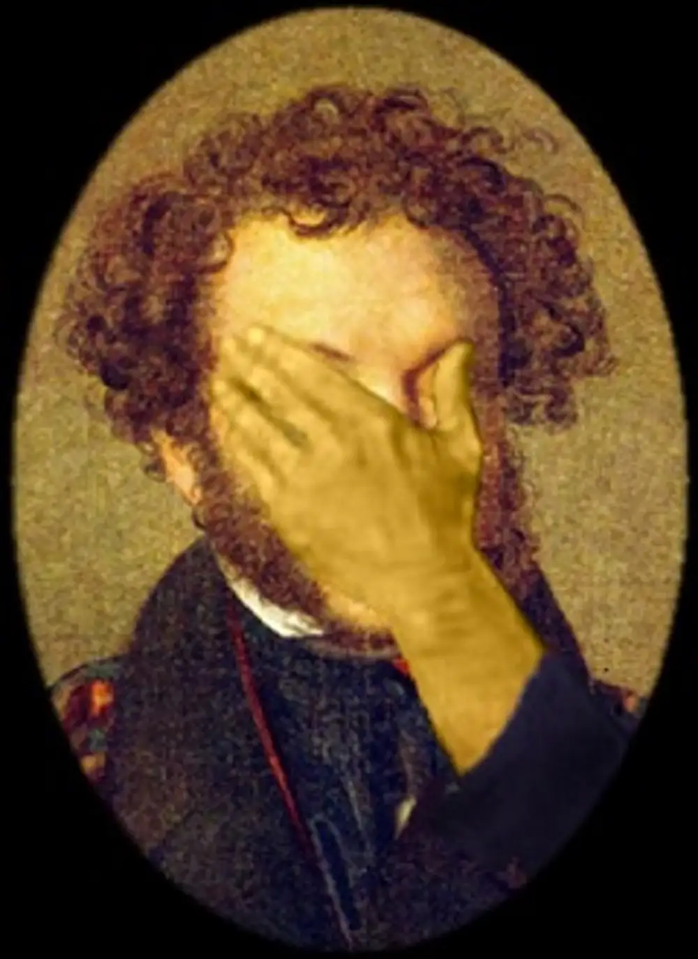 Пушкин закрывает лицо