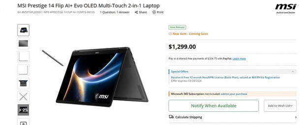 Ноутбук MSI с процессором Intel Core Ultra X за 1300 долларов: новинка на рынке