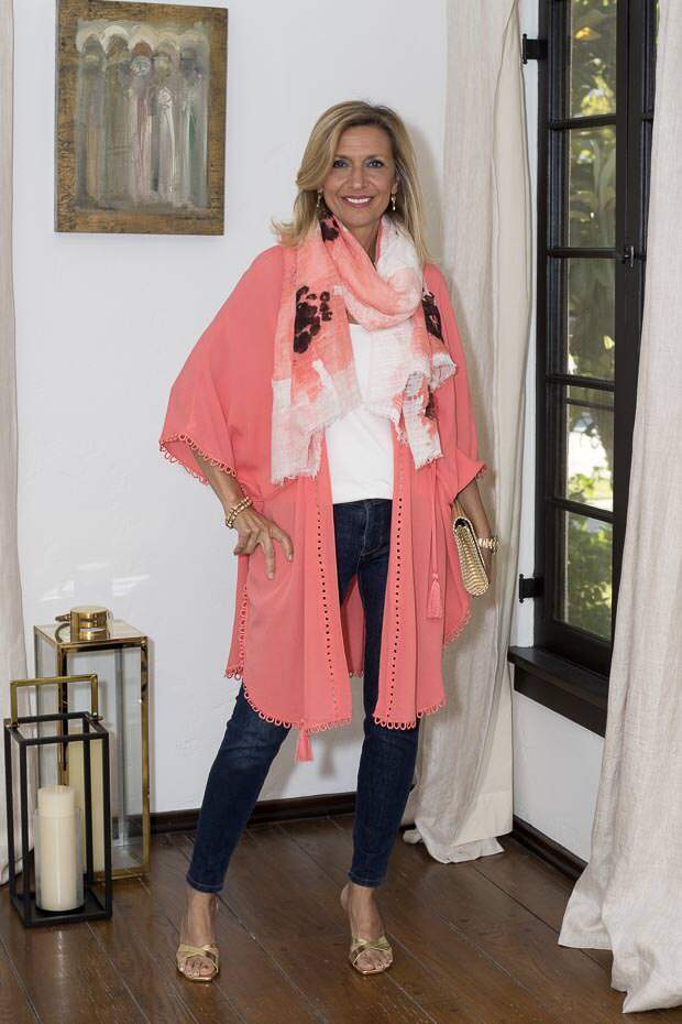 Our Coral Kimono Styled With Two Tops