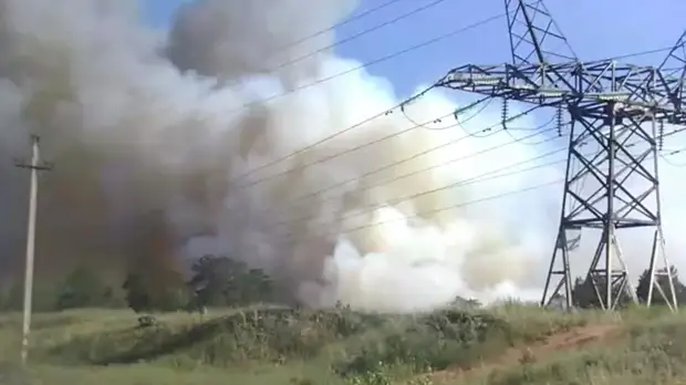 В Самарской области у железнодорожной станции загорелся лес