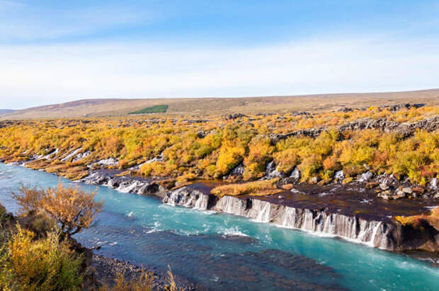 Красота водопада Хрейнфоссар