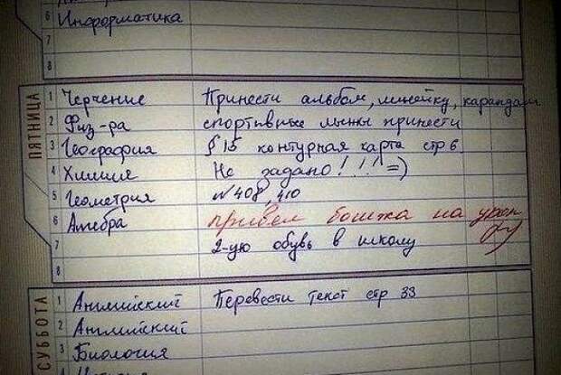 Уморительные замечания в школьных дневниках дневник, школа, замечания