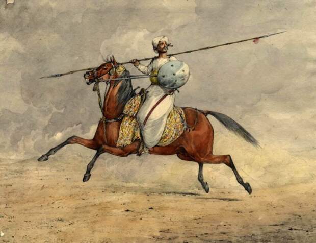 Маратхский кавалерист лёгкой кавалерии, Генри Томас Олкен, 1828 год. \ Фото: google.com. Маратхский кавалерист лёгкой кавалерии, Генри Томас Олкен, 1828 год. \ Фото: google.com.