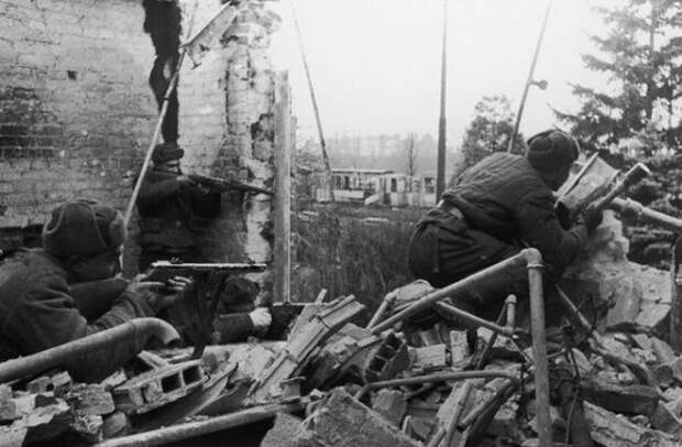 Soviet Soldiers Firing from Rubble