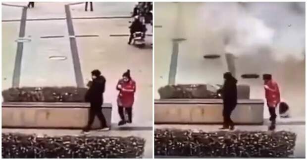 Мальчик устроил большой бум, когда бросил петарду в канализационный люк