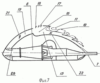 Сечение летательного аппарата  с системой УПС (из патента РФ RU2033945)