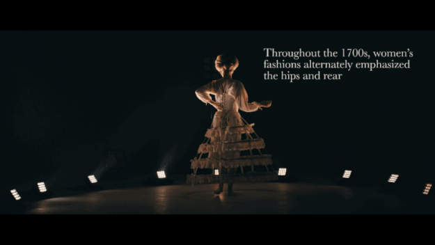 The bell-shaped hoop skirt became vogue in the early 1700s in France and was considered quite a scandal. Contemporary conservatives of the time thought they were a display of vanity and therefore sexuality – especially since it was thought the hoop skirt originated from hiding unwanted pregnancies.